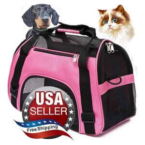 Airline-Approved Pet Carrier •Small Cats/Dogs •Mesh Ventilation •Comfort Pillow